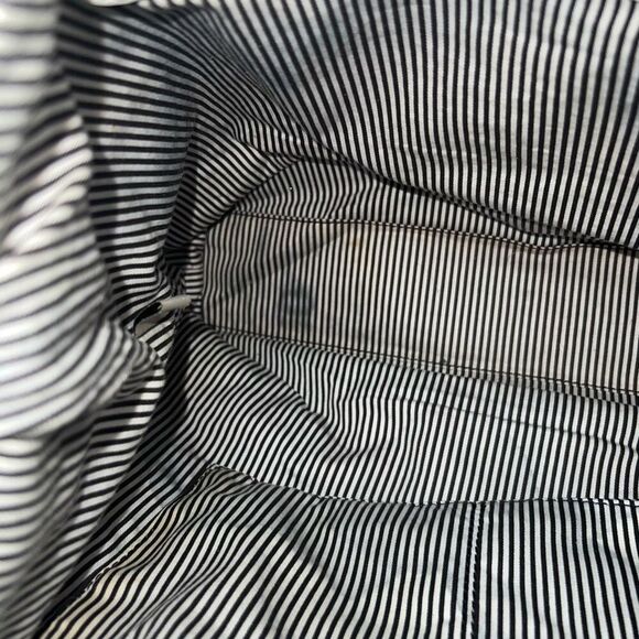 Kate Spade VINTAGE Canvas and Leather Navy and White Pinstriped interior - Picture 4 of 14
